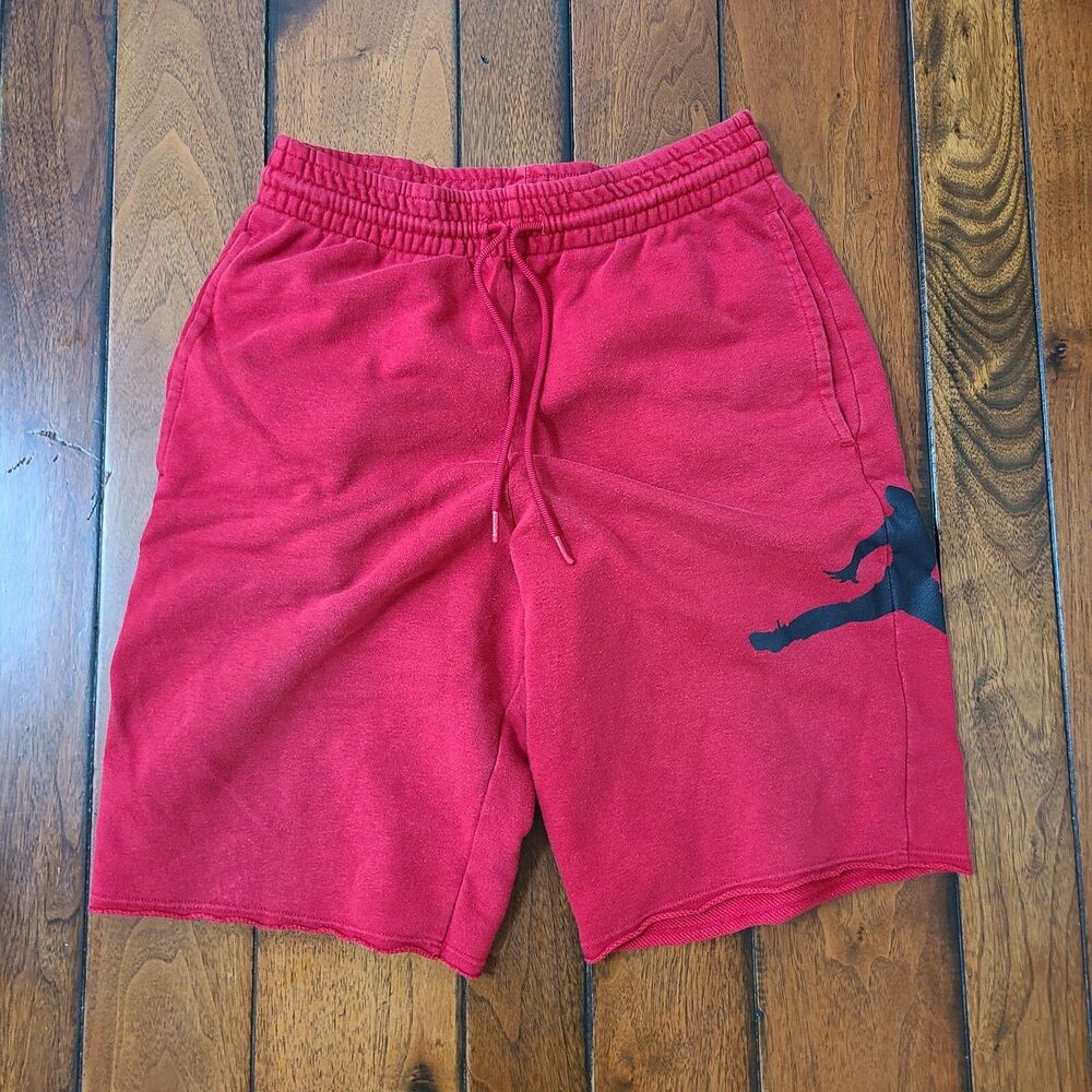 AIR JORDAN Basketball Shorts Sweats Jumpman Red Joggers Fleece Pocket Men's S